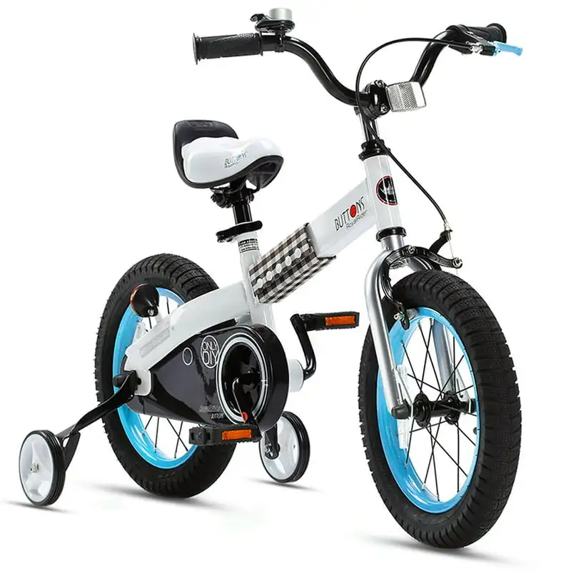 

Детские синие пуговицы 14 дюймов с тренировочными колесами для мальчиков и девочек до школы, подарок