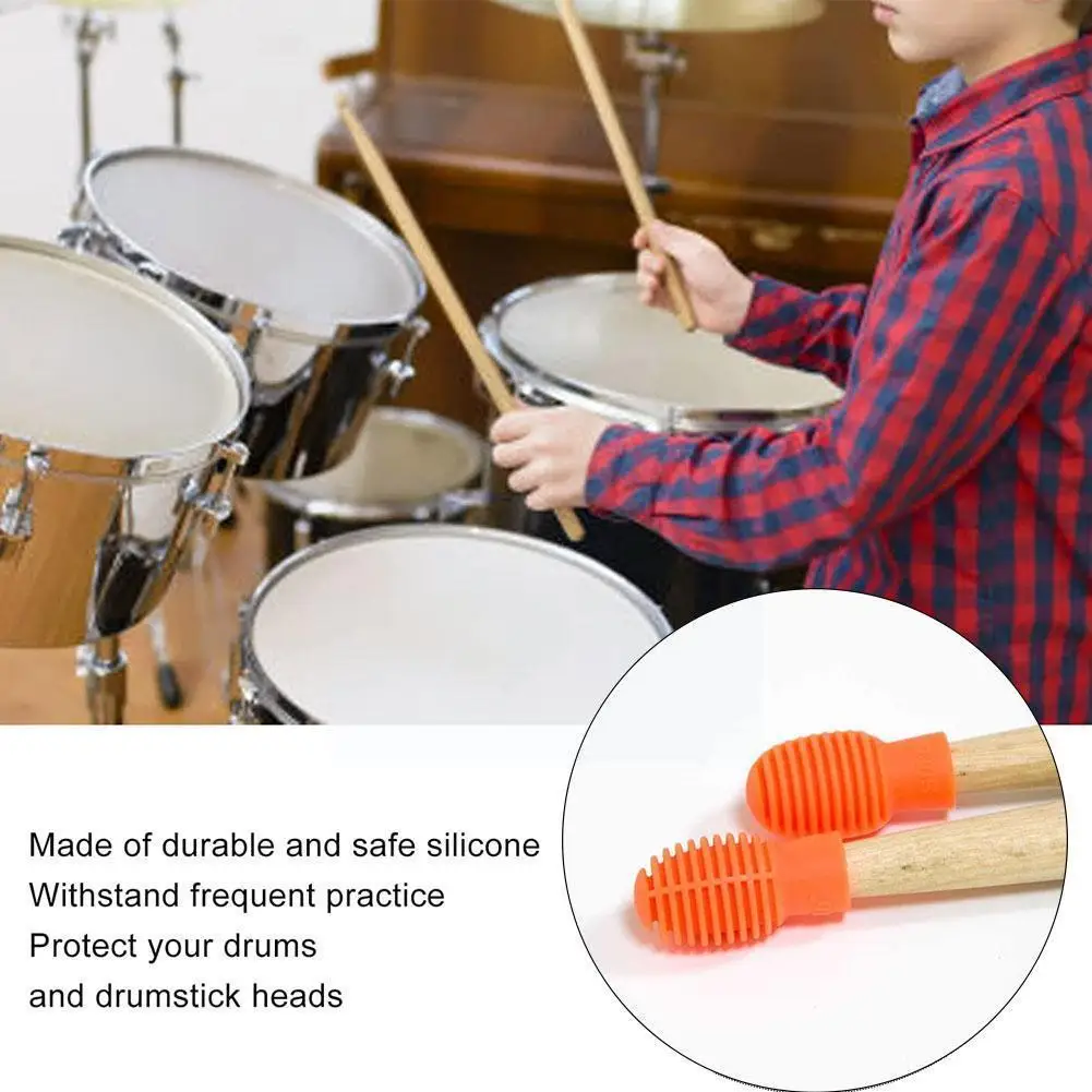 

4 Pieces Mute Drum Dampener Kids Gift Percussion Accessory Tips Practice Drumstick Silicone Silence Silent Stick N9h4