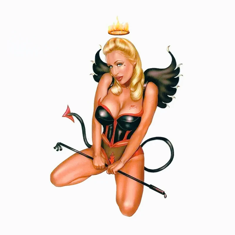 

13X8,6 см сексуальный блондин злой ангел демон байкерский корсет для девочек наклейка для багажа ноутбука настенная наклейка мотоцикл наклейки для автомобиля ПВХ KK