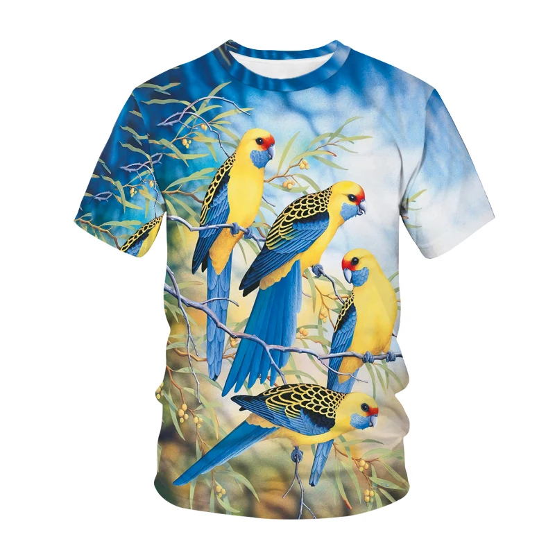 

New Men's Summer 3D Printing Animal Parrot Pattern Fashion Casual Loose Street Size Sports Clothing Top Short Sleeve T-shirt。