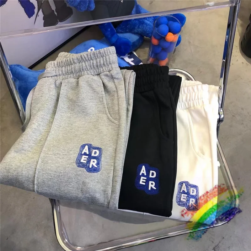 

3D Embroidered ADER ERROR Pants Men Women Top Quality Patch Adererror Sweatpants Blue Stripe Trousers