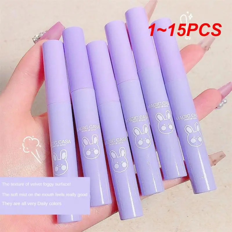 

1~15PCS Lip Glaze Set Foggy Surface Non Fading Mischievous Rabbit Matte Appear White Lip Glaze Set With Matte Lip Glaze
