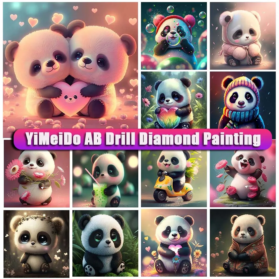 

YIMEIDO Zipper Bag AB Diamond Painting Panda New Arrival Full Diamond Mosaic Embroidery Sale Cartoon Animal Rhinestone Pictures