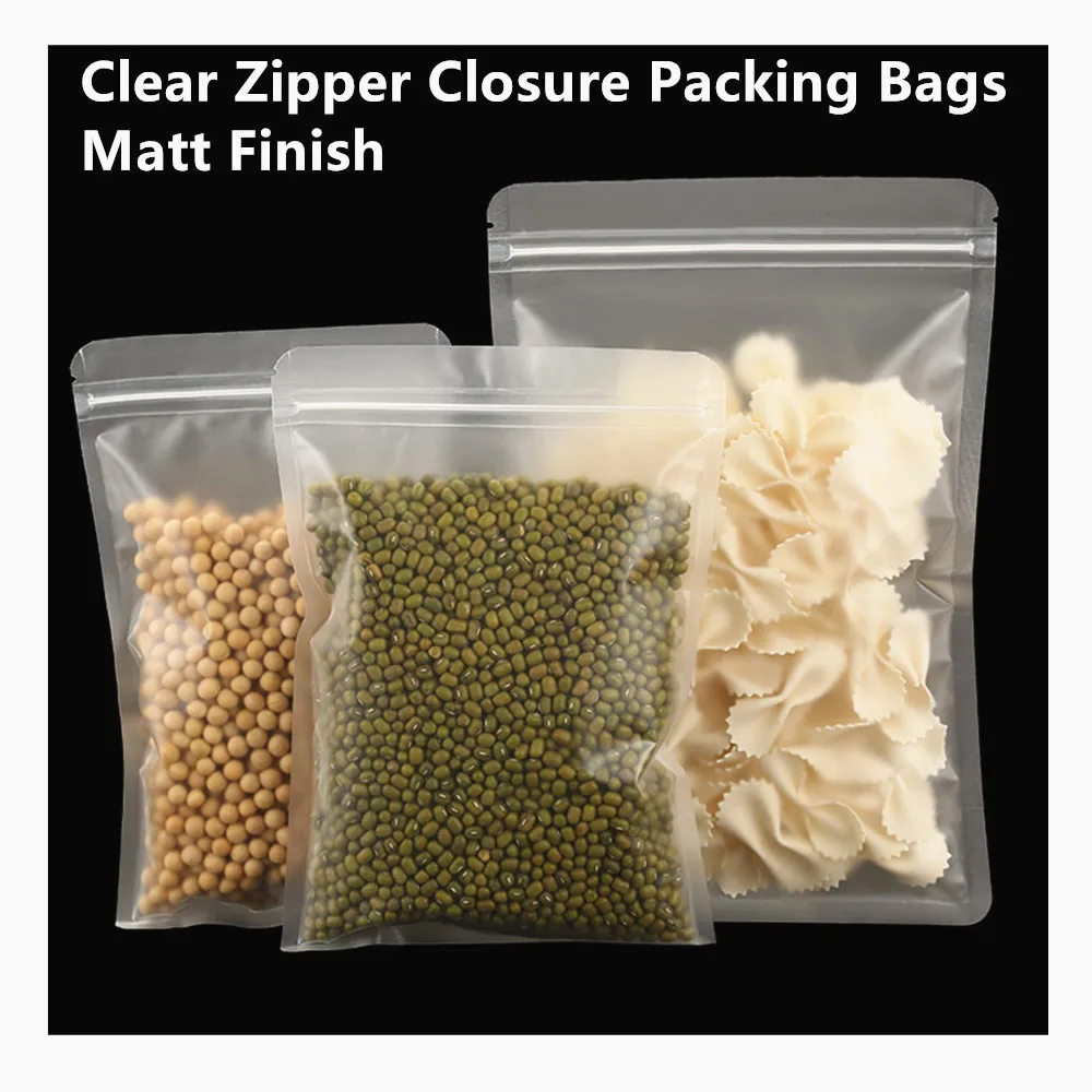 

Food Grade Zip Lock Packing Bag 100pcs Matte Transparent Zipper Resealable Plastic Pouch Nuts Snack Self-sealing Packaging-bag