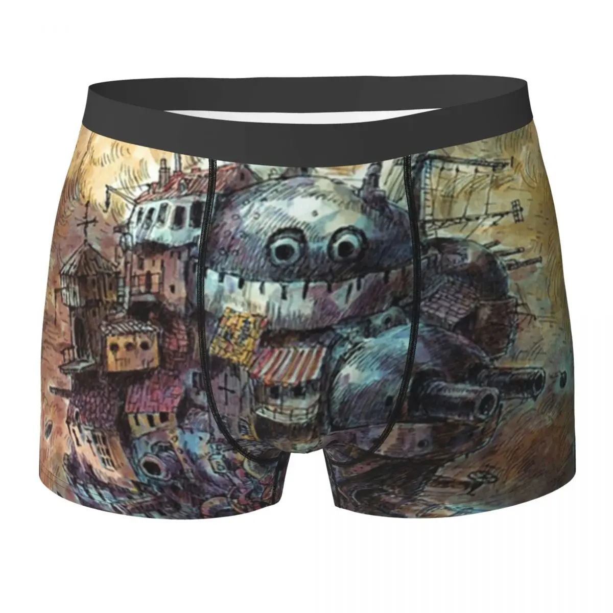 

Howls Moving Castle Classic Underwear May All Your Bacon Burn Breathable Underpants Print Boxer Brief 3D Pouch Male Boxer Shorts