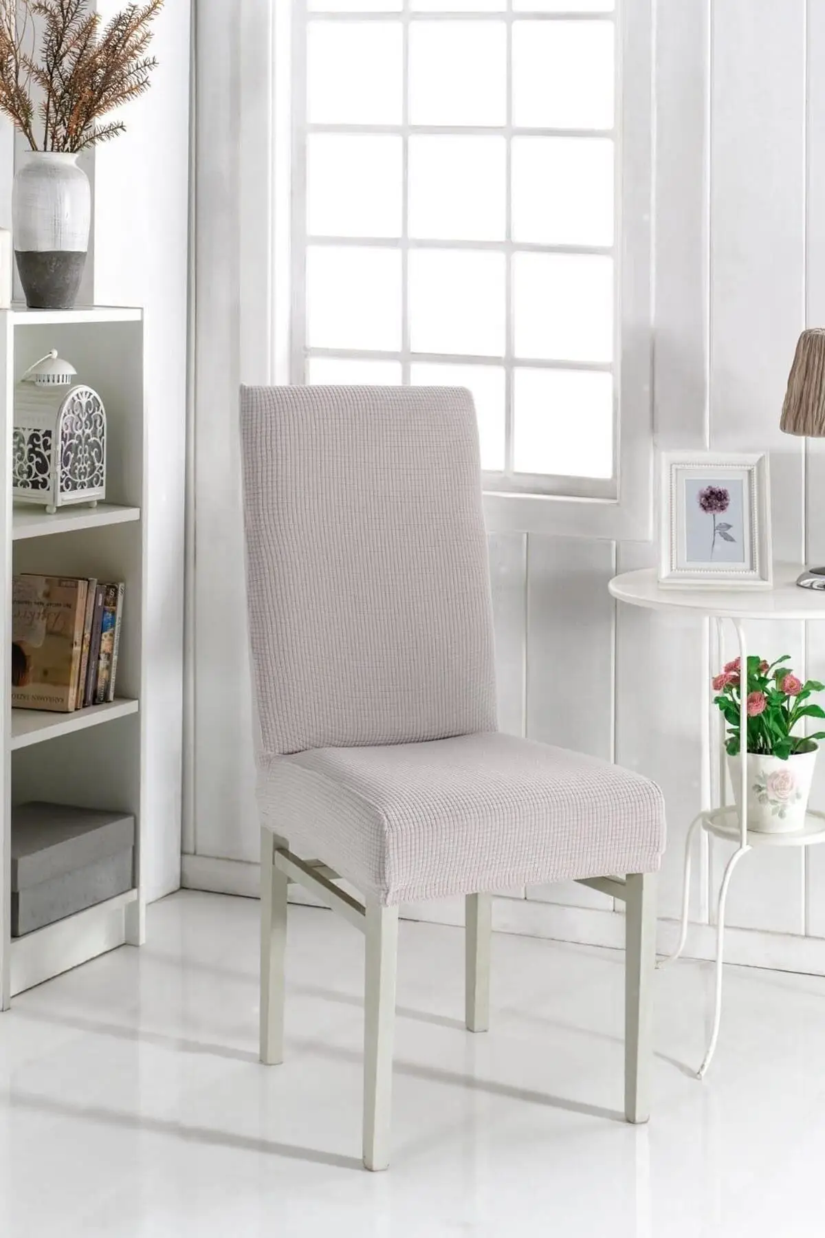 

Mink Color Lycra Washable 1 Piece Standard Chair Cover Single Case Cotton-Polyester 45 x Ecra Armchair