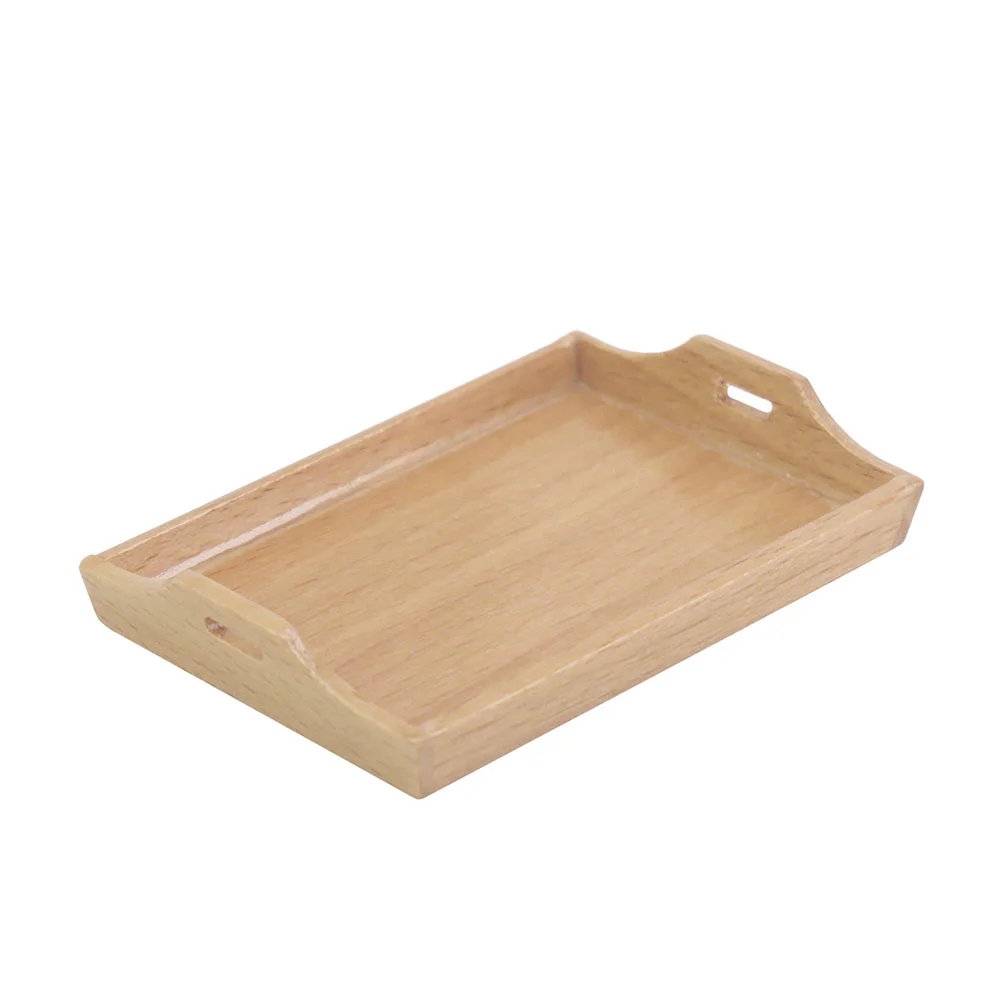 

Tray Serving Wooden Trays Food Tableware Miniature Kitchen Storage Mini Household Breakfast Plate Decorative Handles Container