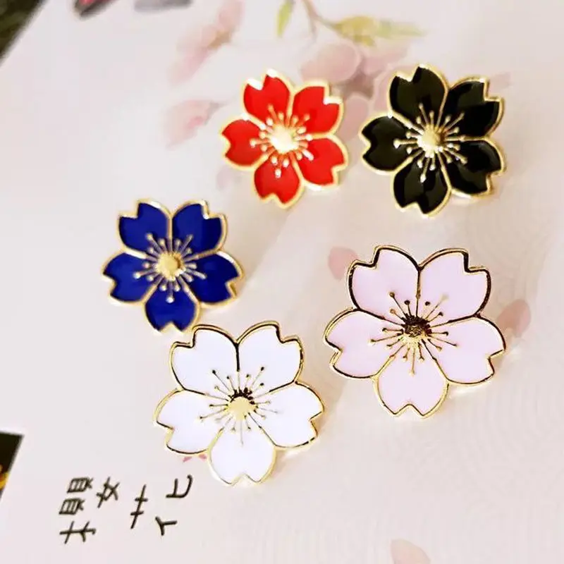 

Flowers Series Enamel Pins Wing Cherry Blossom Sakura Brooch Bag Lapel Badge Jewelry Anniversary Gift For Lovers Woman Wholesale