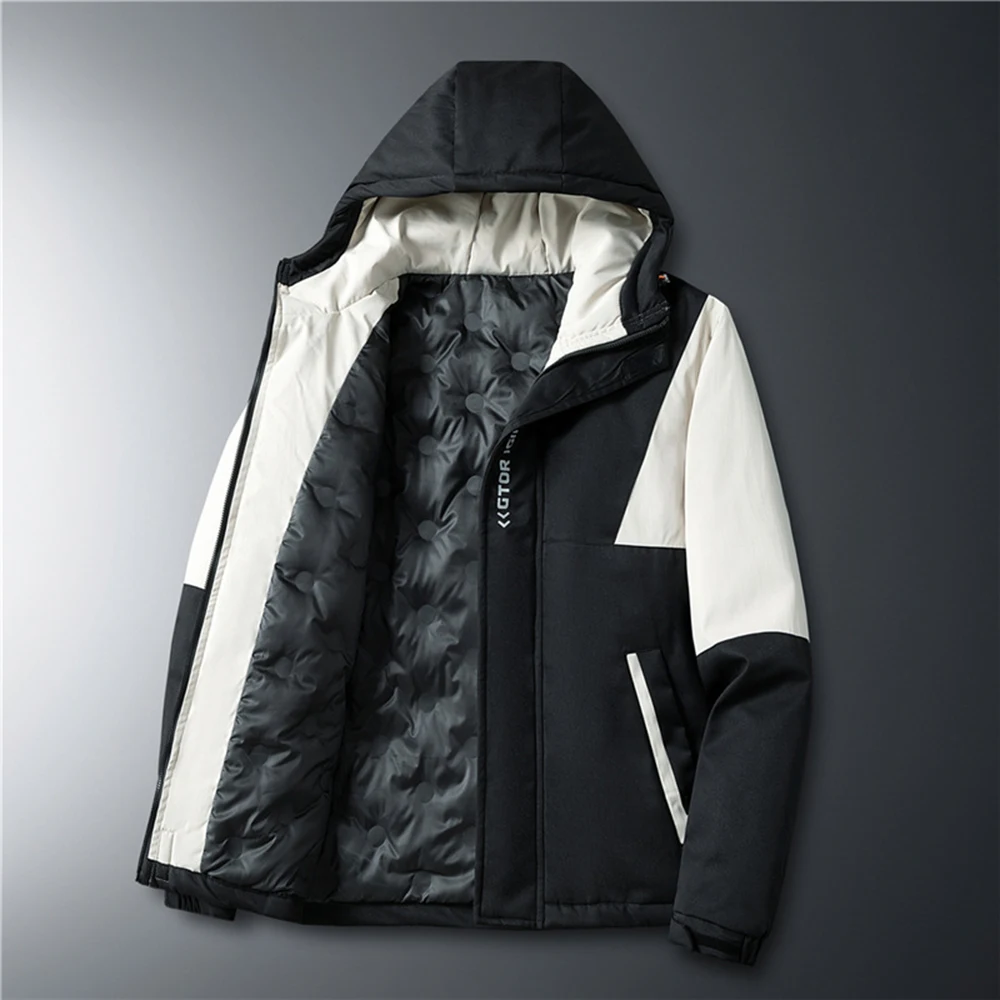 

KOODAO Winter Puffer Men Down Jacket Men's Down Padded Jackets High Quality Clothing Parkas Warm Hooded Coats,Black/Khaki
