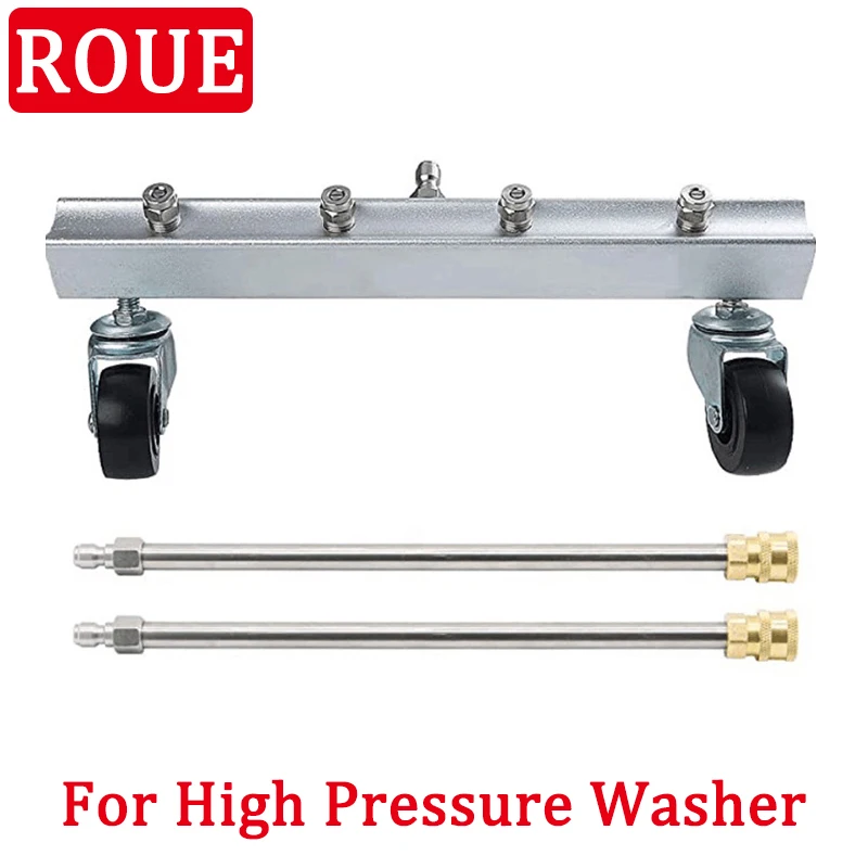 

13" High Pressure Washer Undercarriage Rosd Cleaner Under Car Cleaning Broom with 2 Pressure Washer Extension Wands 4000 PSI