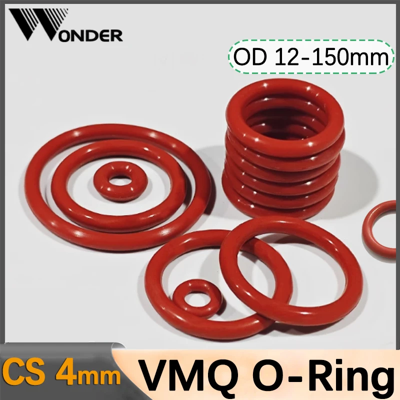 

CS 4 мм пищевое силиконовое уплотнительное кольцо VMQ красное резиновое уплотнительное кольцо водонепроницаемое и термостойкое наружный диаметр 12-150 мм