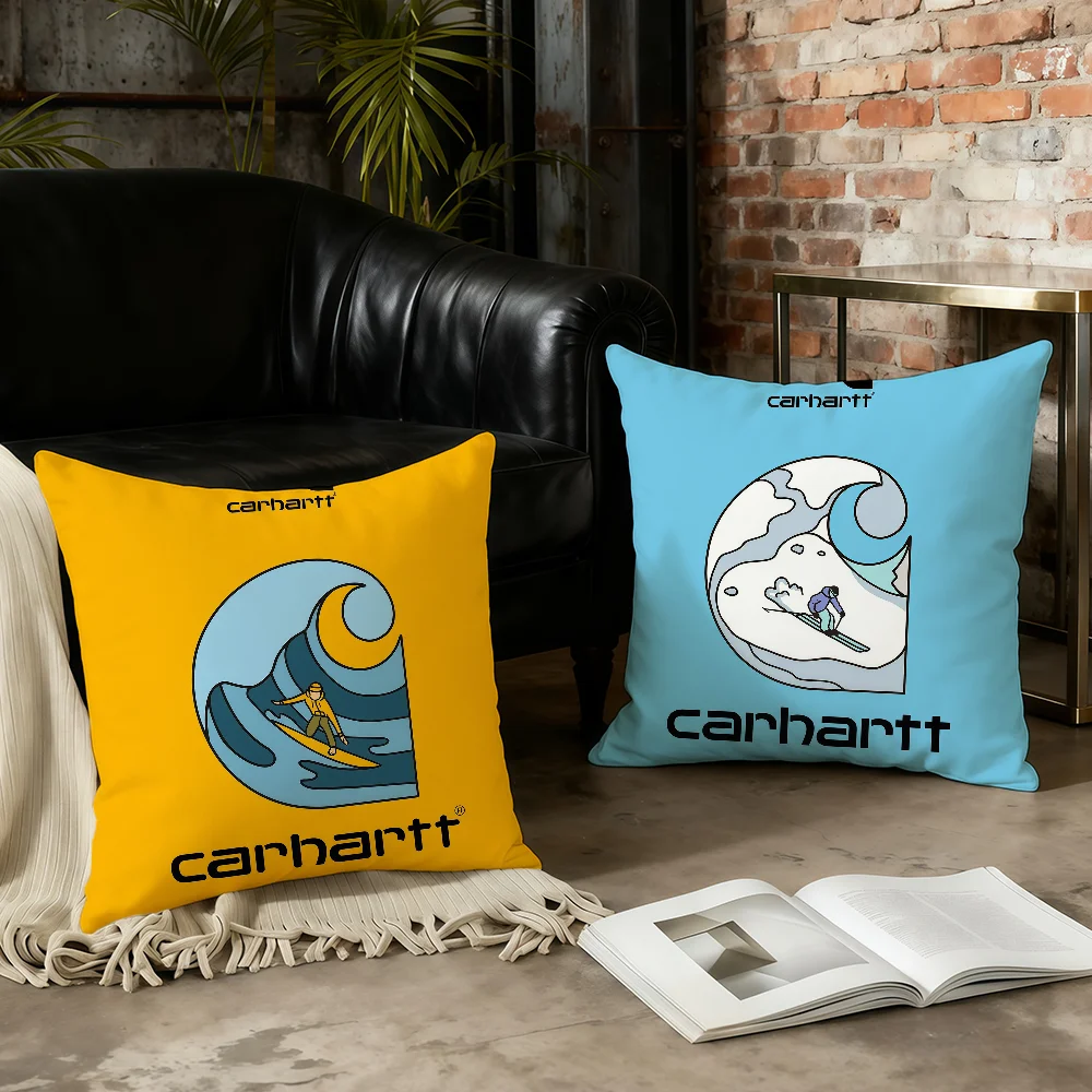 Фото Чехол для подушки с логотипом C-Carhartt-ES, модный, для дома и офиса, удобный, в скандинавском стиле, с молнией. №4
