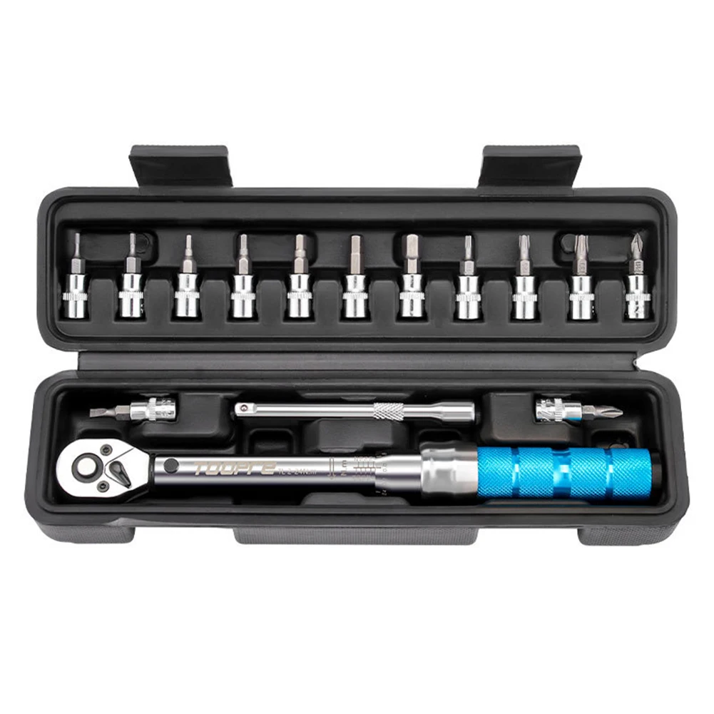 

1/4 inch Torque Wrench Set 2-24Nm Adjustable Torque Bicycle Repair Tools for Mountain Bikes Allen and Torx Sockets Extension Bar