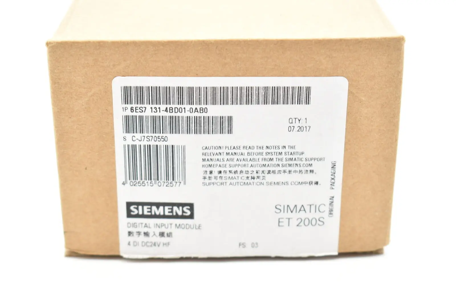 

Новый бренд Siemens 6ES7131-4BD01-0AB0 6ES7131 4BD01 0AB0