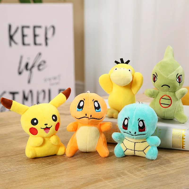 

12CM TAKARA TOMY Pokémon Psyduck Plush Toy Pikachu Larvitar Charmander Squirtle Soft Pendant Doll Holiday Gft For Kids