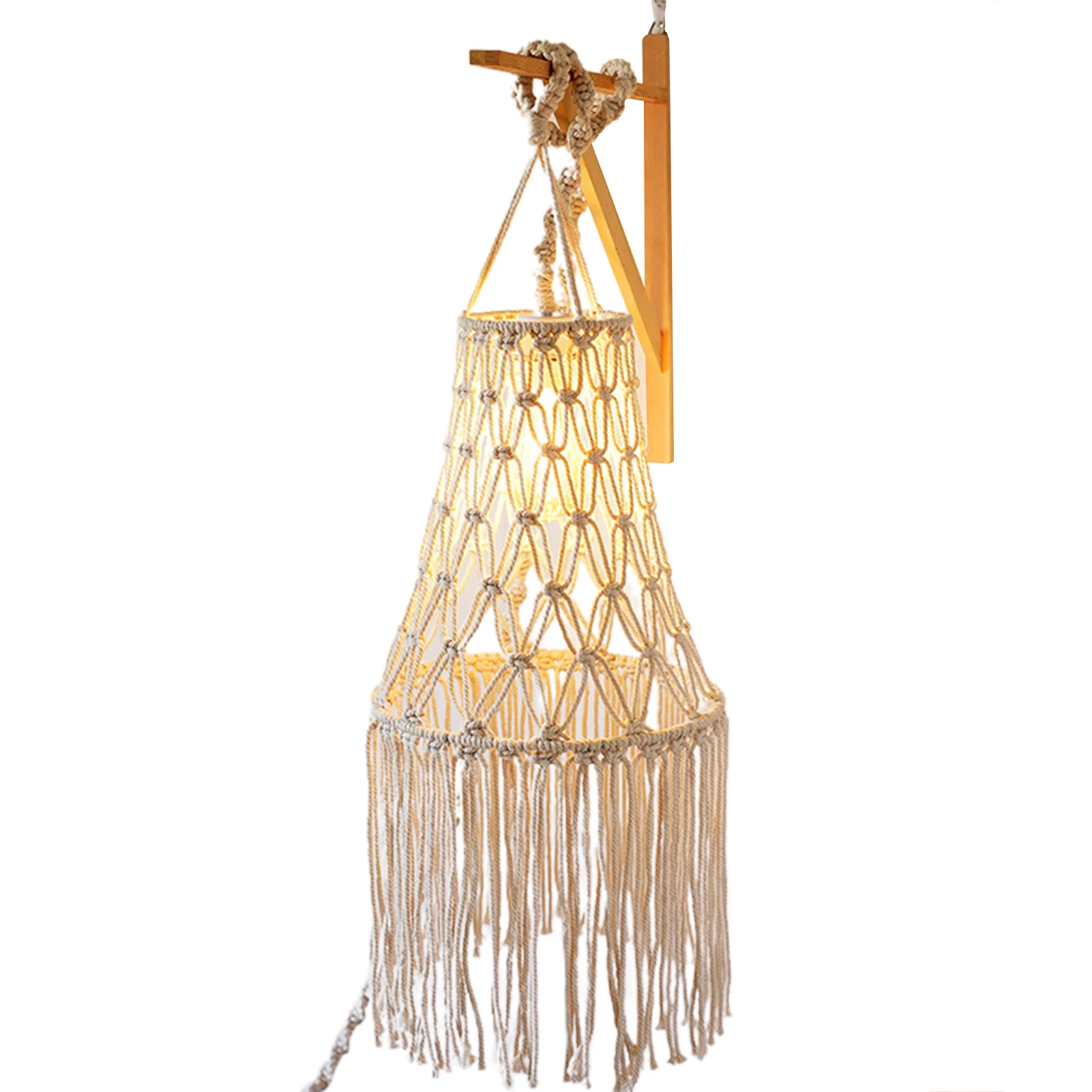 

Macrame Lamp Shade Hand-woven Chandelier Lampshade Boho Chandelier Lampshade Easy To Install Hand-woven Lamp Shade For Living