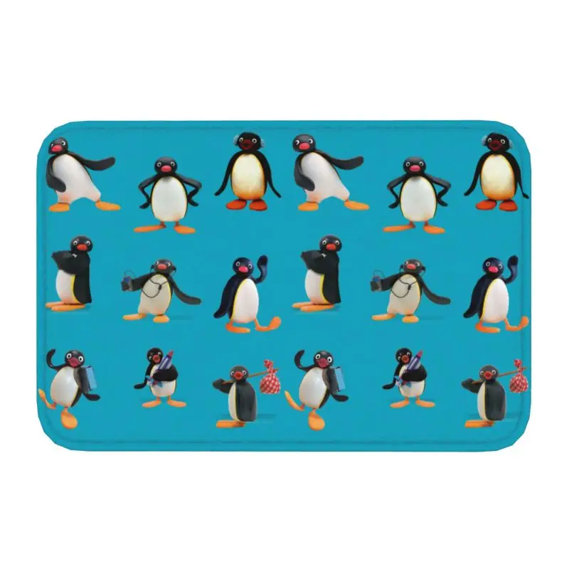 

Funny Penguin Pingu Mood Floor Door Bath Kitchen Mat Anti-Slip Indoor Doormat Garden Entrance Rug Living Room Carpet Footpad