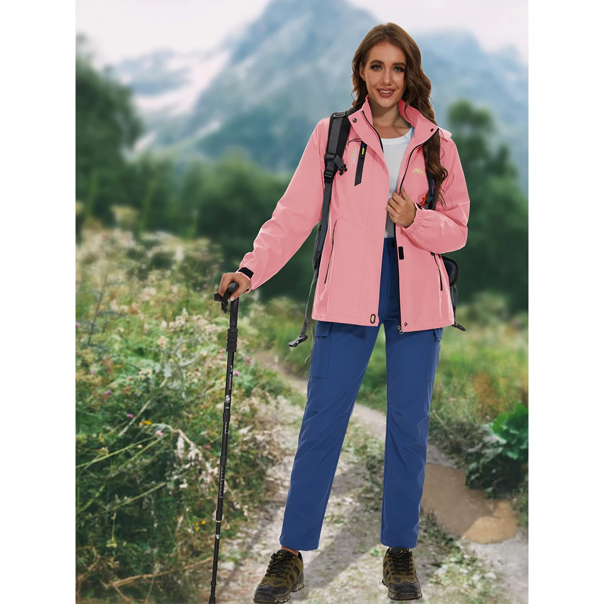 MAGCOMSEN Женская Походная Куртка Со Съемным Капюшоном На Молнии Ветрозащитное