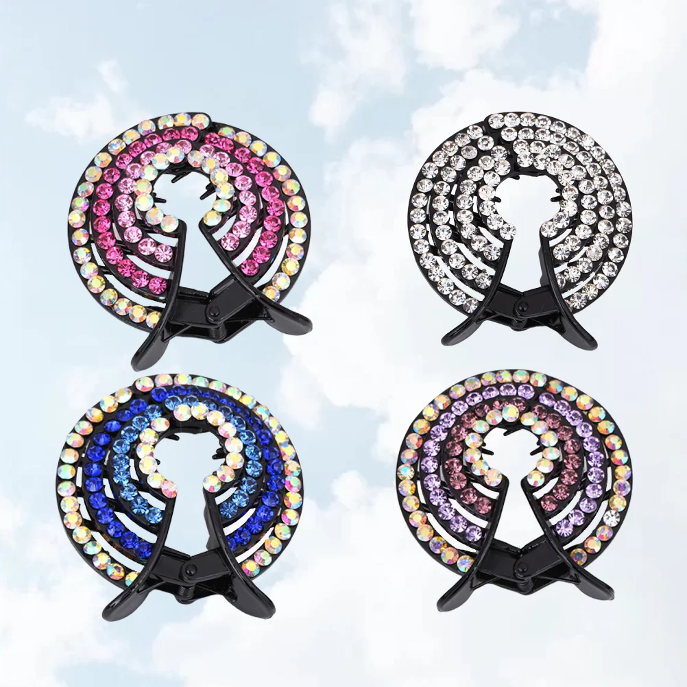 

4Pcs Rhinestone Hair Clips Anti-Slip Hair Claw Clips Hair Accessories Hair Bun Tool