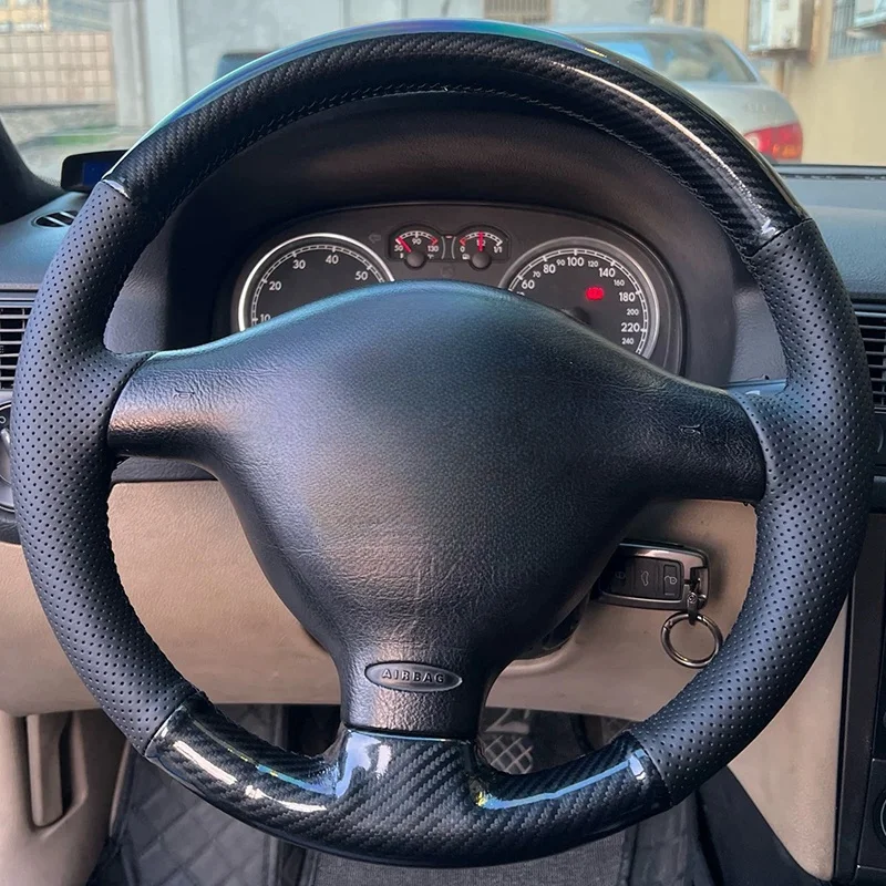 Чехол на руль автомобиля из углеродного волокна натуральной кожи для Volkswagen Golf 4 Mk4
