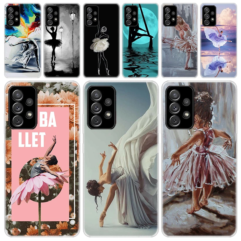 

Ballerina Ballet Dancing Transparent Soft Phone Case for Samsung A53 A52 A13 A12 A23 A22 A33 A32 A03S A02S A14 A04S A73 A72 Cove