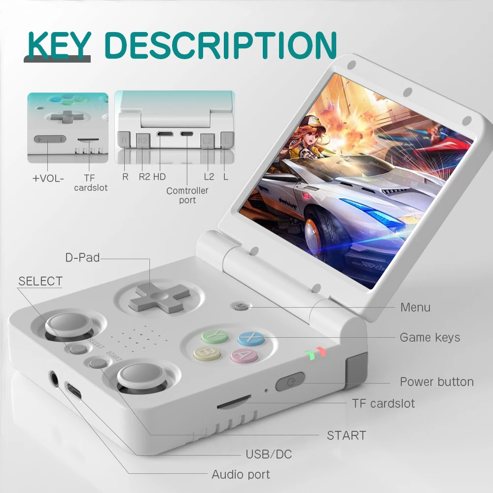 Фото Портативная игровая консоль MIYOO Flip V2 с 3,5-дюймовым IPS-экраном, системой Linux, классический ретро-симулятор видеоигр, подарок для геймеров №3