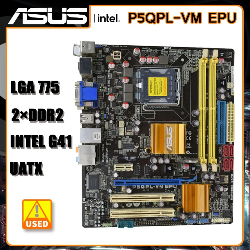 

ASUS P5QPL-VM EPU LGA 775 Motherboard Intel G41 DDR2 8G USB2.0 PCIE 2.0 SATA II HDMI ATX