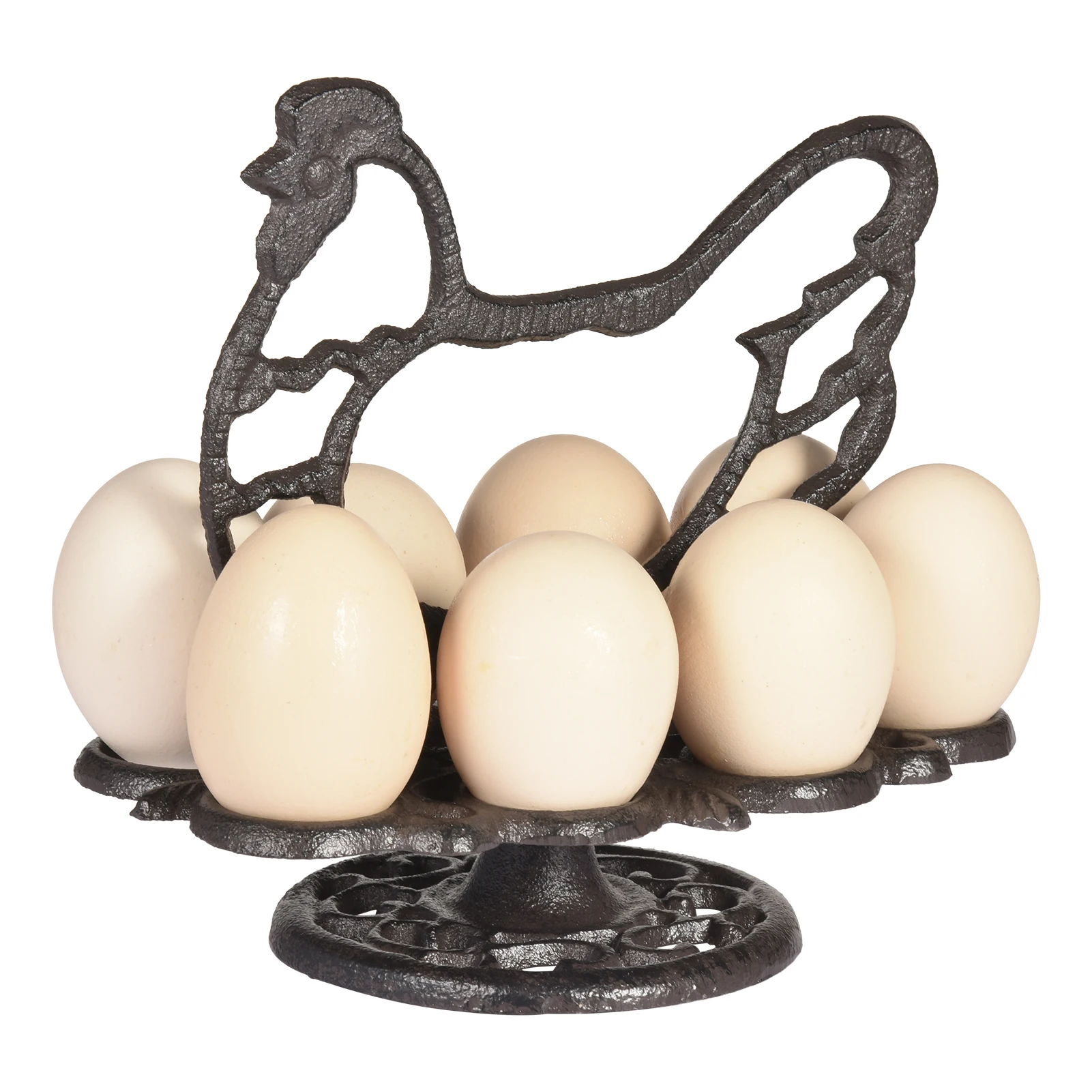

Iron Eggs Holder Metal Basket Egg Skelter Dispenser Rack 2 Tier Freestanding Display Stand Retro Dark Brown Color Vintage