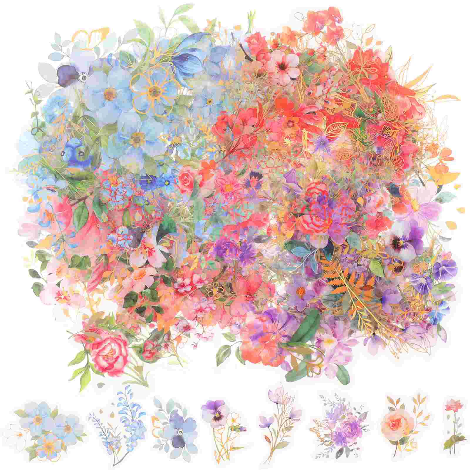 

4 Sets of Floral Scrapbooking Stickers Flowers Stickers for Journaling Card Making Scrapbook