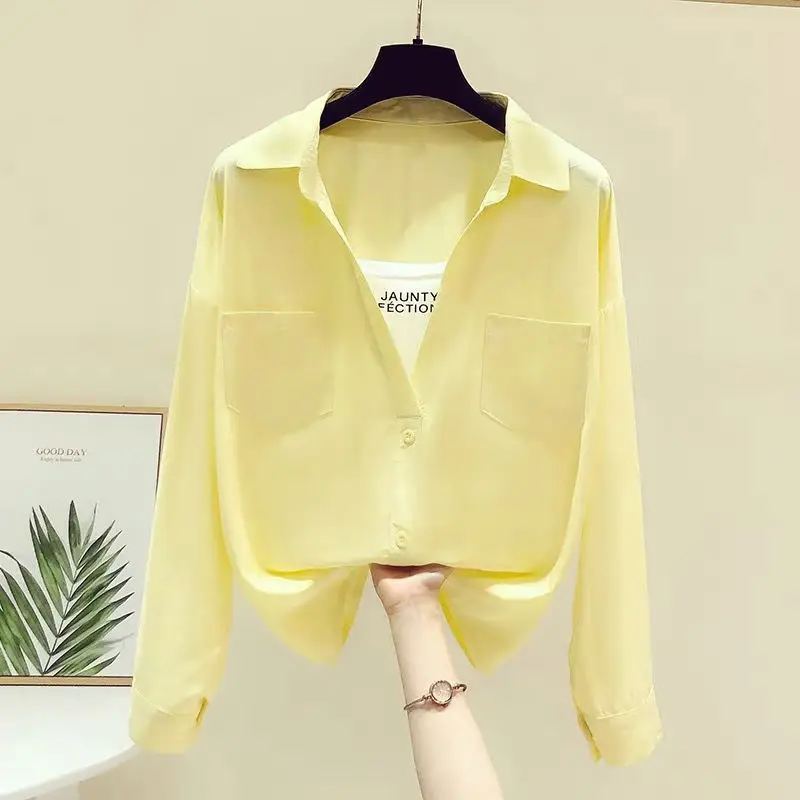 Повседневная уникальная шифоновая рубашка с длинными рукавами для женщин