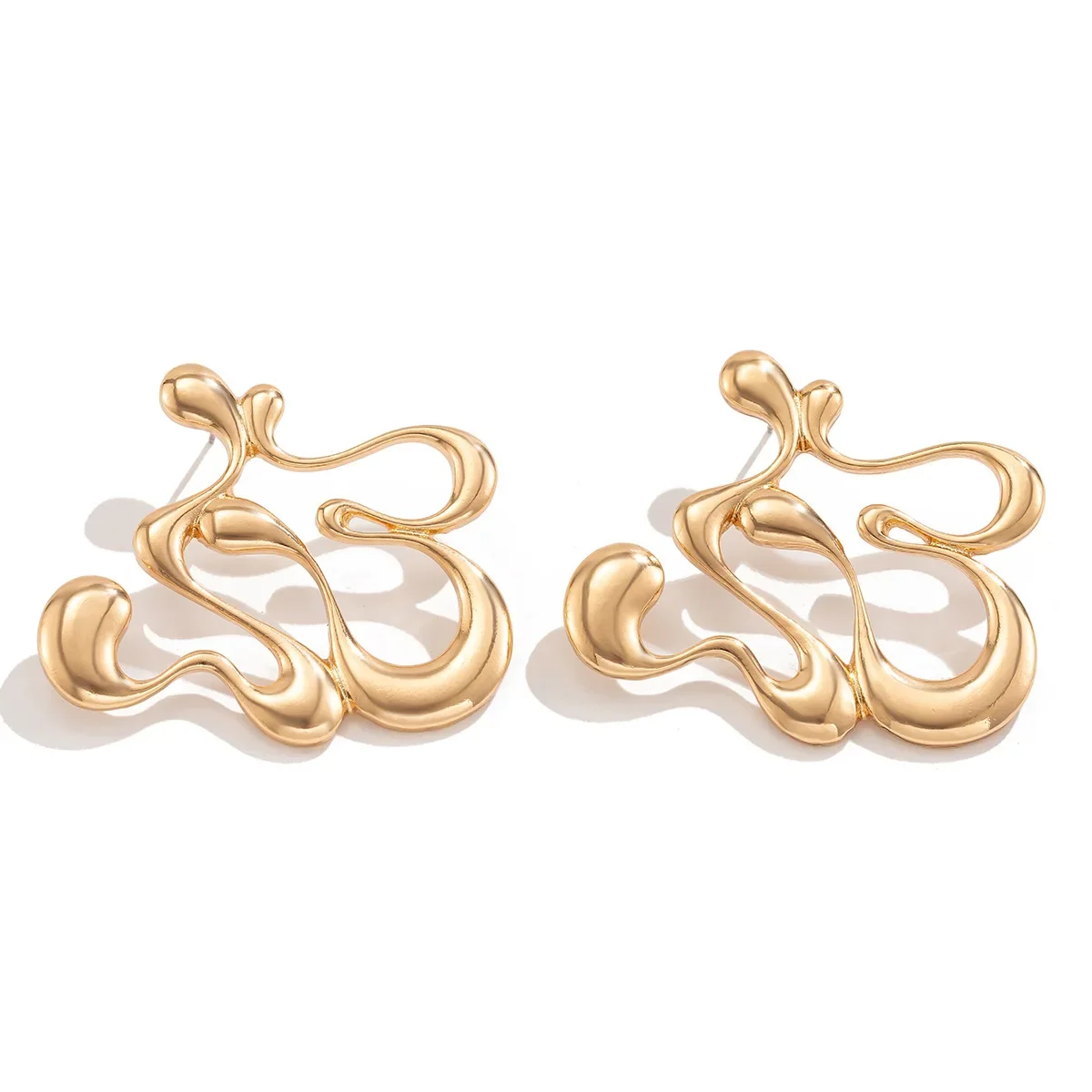 Винтажные женские серьги-гвоздики креативные геометрические полые золотые