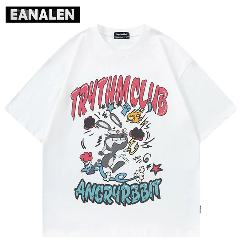 

Футболка женская оверсайз с коротким рукавом, винтажная Милая мультяшная уличная одежда в стиле Харадзюку, Повседневная рубашка с принтом ...