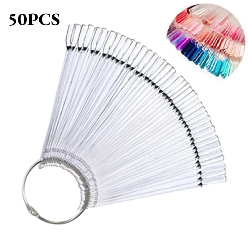 

50pcs/set False Nail Tips Nature Clear White Finger Full Card Nail Art Display Practice Showing Shelf Tools All for Manicure