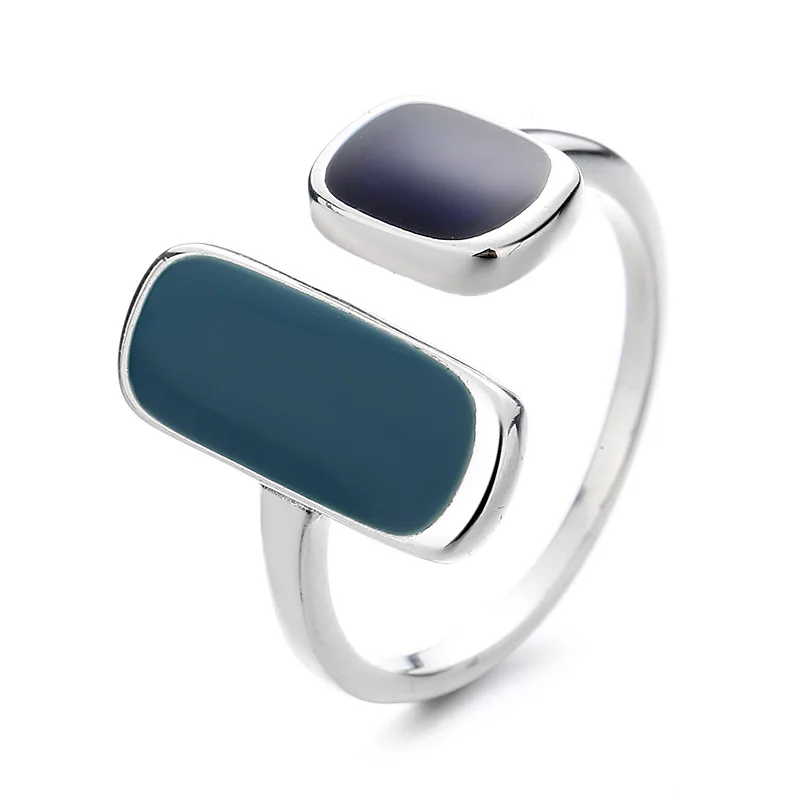 

Unique S925 Sterling Silver Retro Dripping Glaze Rings for Women Trendy Fine Jewelry Cool Party Adjustable Ring Gift for Girls