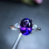 meibapj natural amethyst gemstone simple ring for women real 925 sterling silver fine jewelry