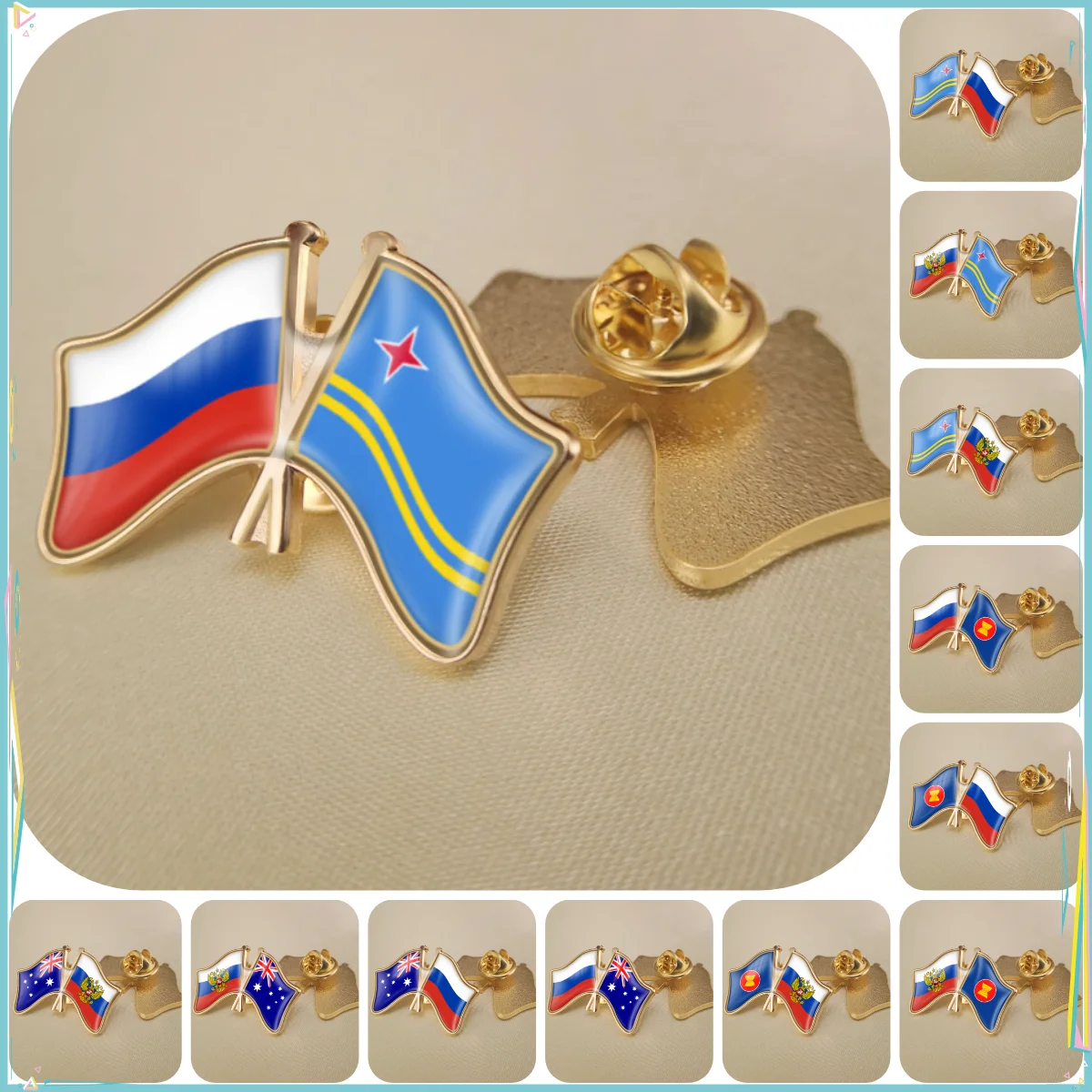 Российская Федерация и Арма АСЕЙСКАЯ Австралия двусторонние флаги дружбы броши