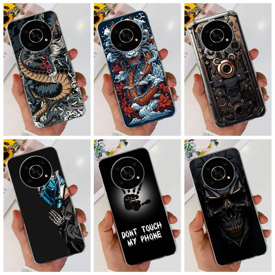Модные Силиконовые чехлы с рисунком дракона в металлическом стиле для Honor X9 X 9