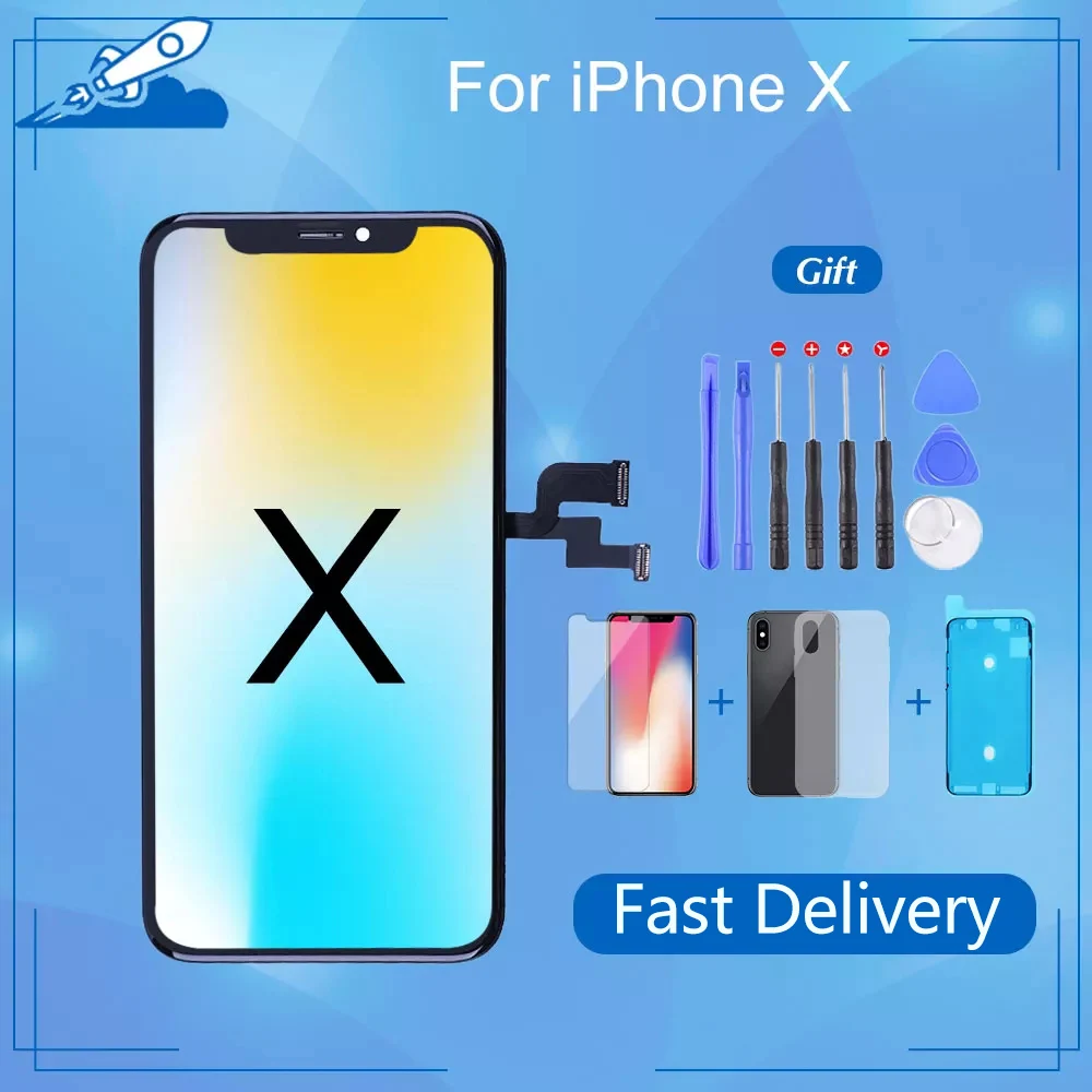 

Сенсорный ЖК-дисплей в сборе для iPhone X 10, Замена 3D Force Touch, без битых пикселей, с инструментами для ремонта, класс AAA +++