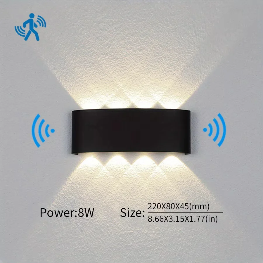 

Светодиодный настенный светильник с датчиком движения, черный, для дома