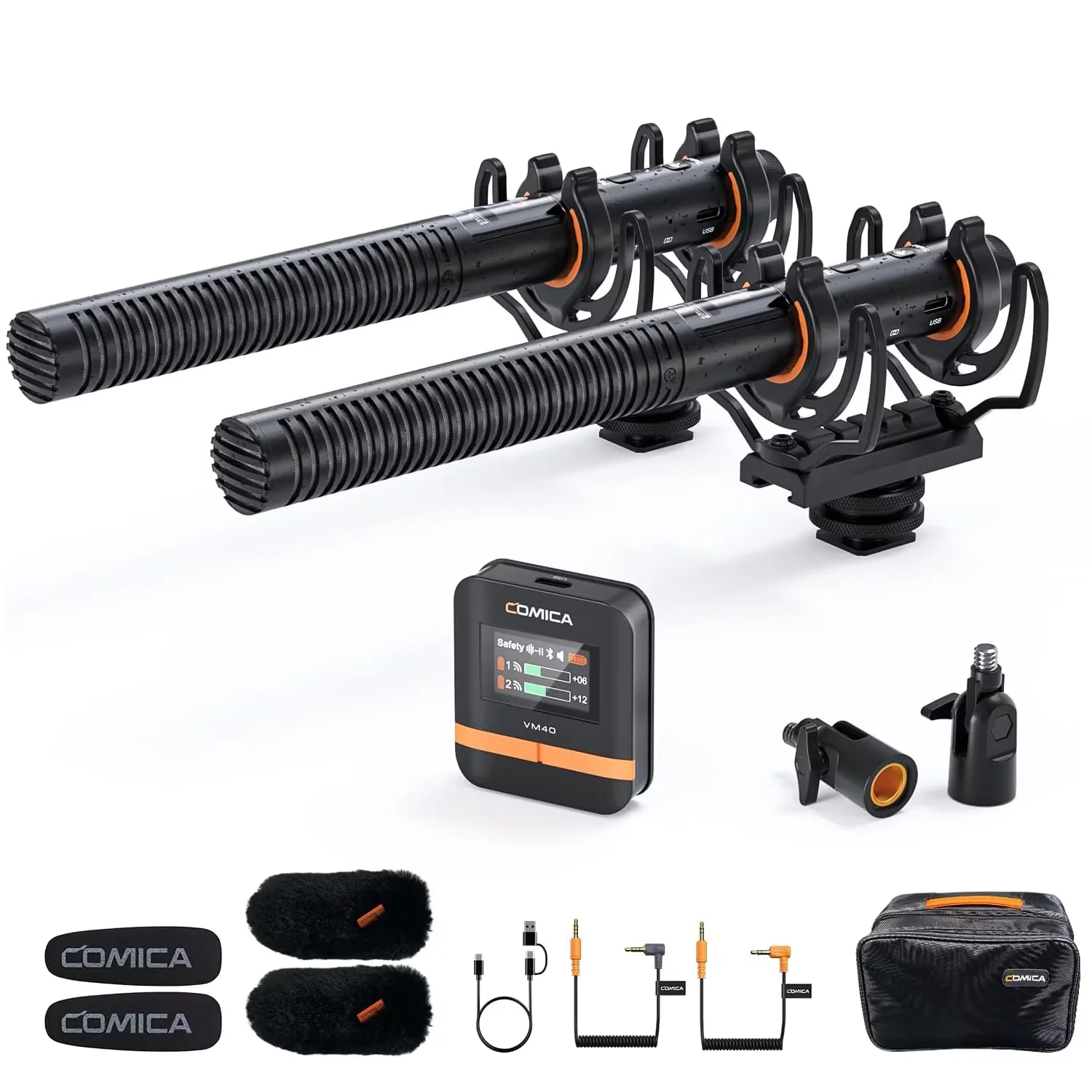 COMICA VM40 2.4G суперкардиоидный двухканальный беспроводной микрофон-пушка для