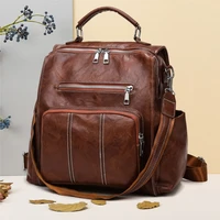 women backpacks school shoulder bags for teenager girls double zipper knapsacks high quality leather travel backpacks