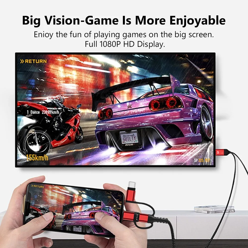 1080 футов P Full HD 3-в-1 Hdmi-совместимый кабель Lightning Type-C к MHL адаптер Micro USB телефон ТВ