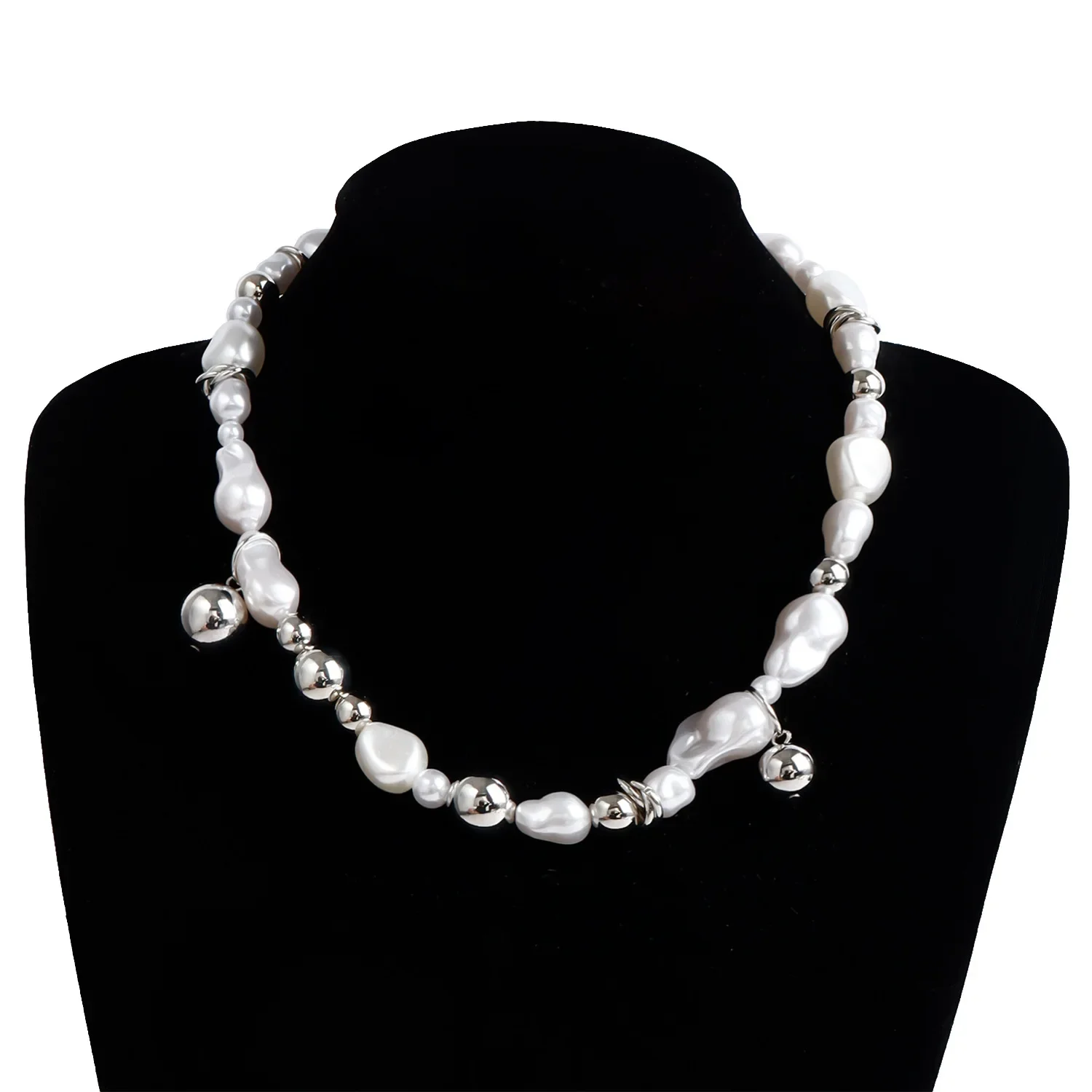 Ожерелье женское из бисера с большими белыми бусинами металлическое колье