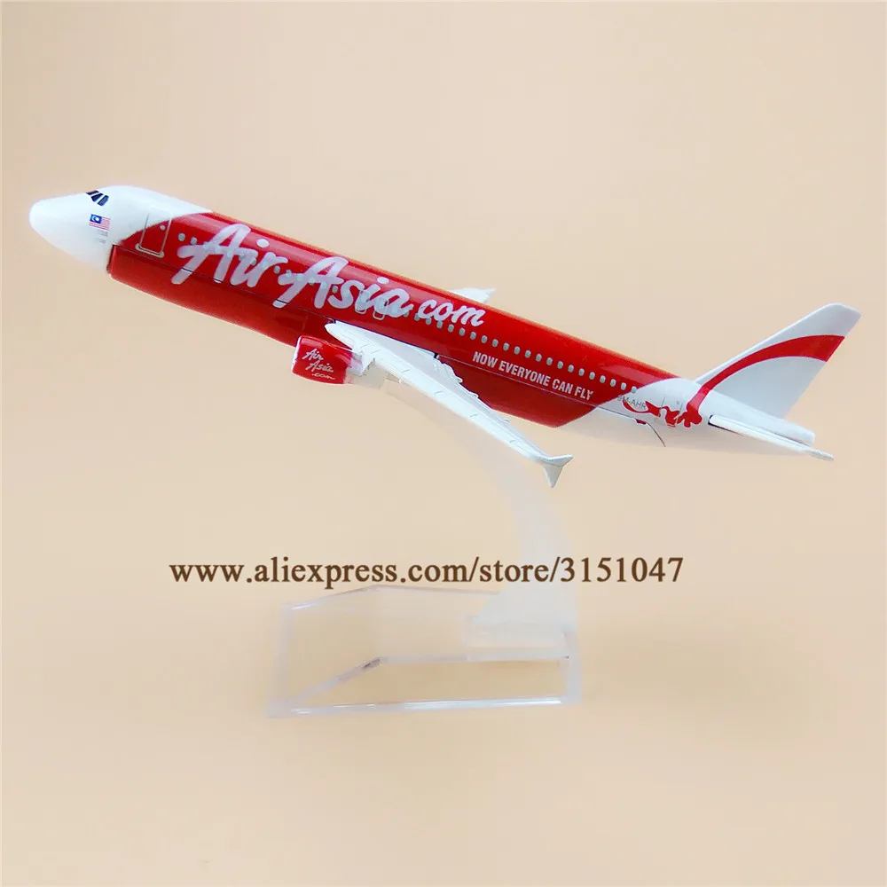 

16cm Red Air Asia Airbus 320 A320 Now Everyone Can Fly Airplane Model Plane Alloy Metal Aircraft Diecast Toy Kids Gift