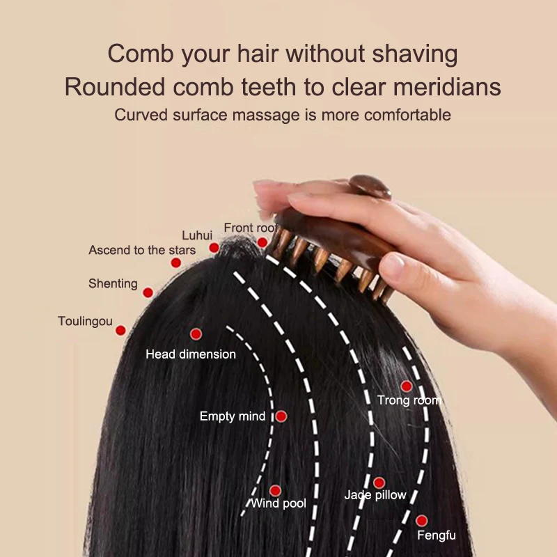 Многофункциональная древесная терапевтическая массажная расческа массажер для