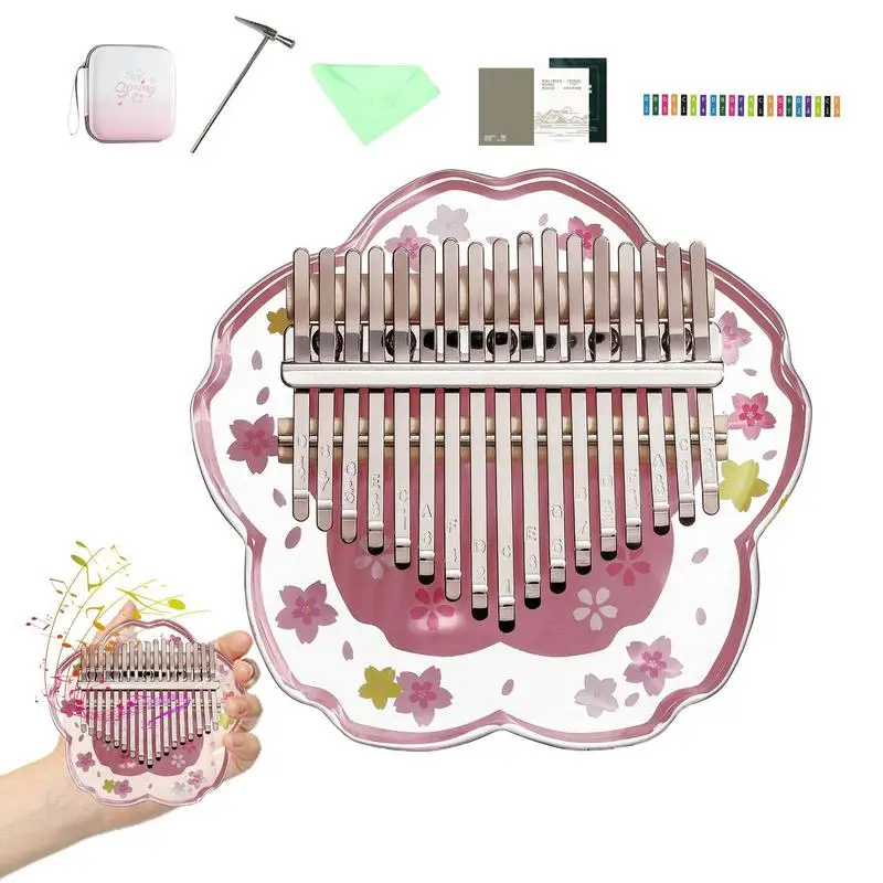 

Thumb Piano Acrylic Cherry Blossom Shape Acrylic Mbira Kalimba Thumb Piano 17 Key Musical Instruments Christmas Gift For Kid
