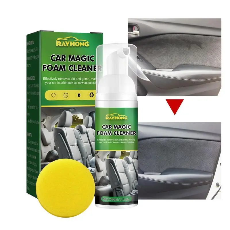 

Powerful Stain Removal Foam Cleaner Multi-Use Foaming Cleaner Spray With Sponge Leather Fabric Carpet Car Stains 60ml Cleaner
