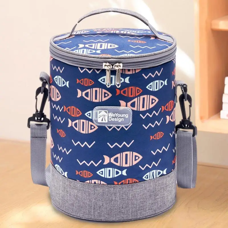 

Thermal Lunch Bag Large Capacity Lunch Bag For Women Small Fish Print Insulated Lunch Tote Leakproof Thermal Reusable Lunch Box