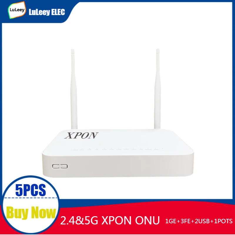 5 шт. двухдиапазонный WIFI 2 4G 8G XPON 1GE + 3FE 1POTS ONT 20KM / GPON EPON OLT маршрут PPPoE/DHCP/статический