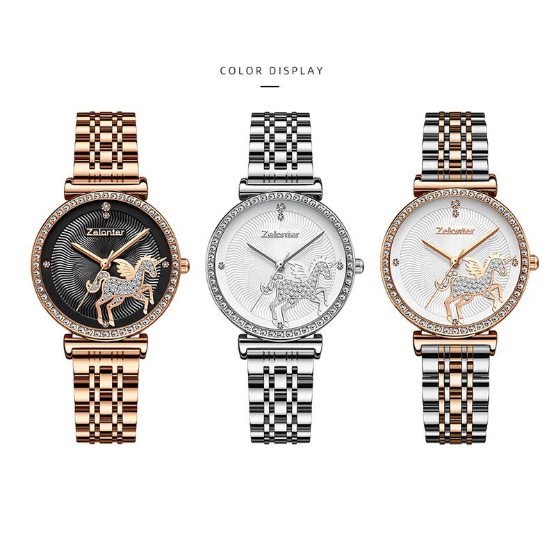 Simple Women's Watch Waterproof Solid Steel Diamond Waterproof Waterproof Quartz Watch  Reloj De Mujer